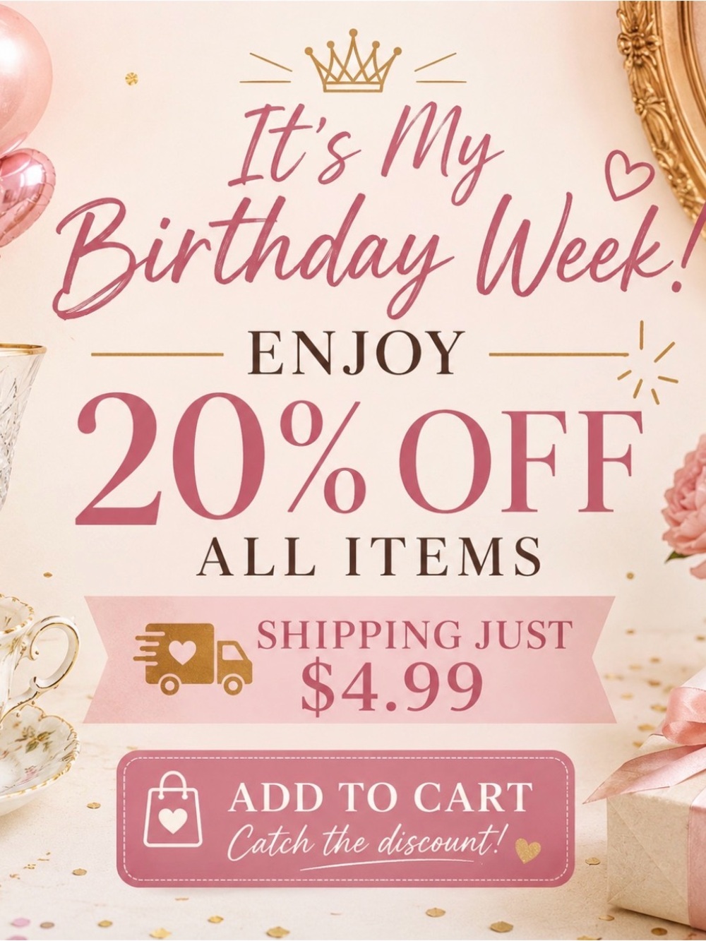 It’s my Birthday Week 🌸 All items 20% off and shipping just $4.99 🌸 Add Bundle